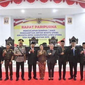 DPRD Luwu Utara Gelar Pelantikan Anggota PAW, Bupati Indah Ajak Seluruh Elemen, Bantu Kapolres Jaga Zona Hijau